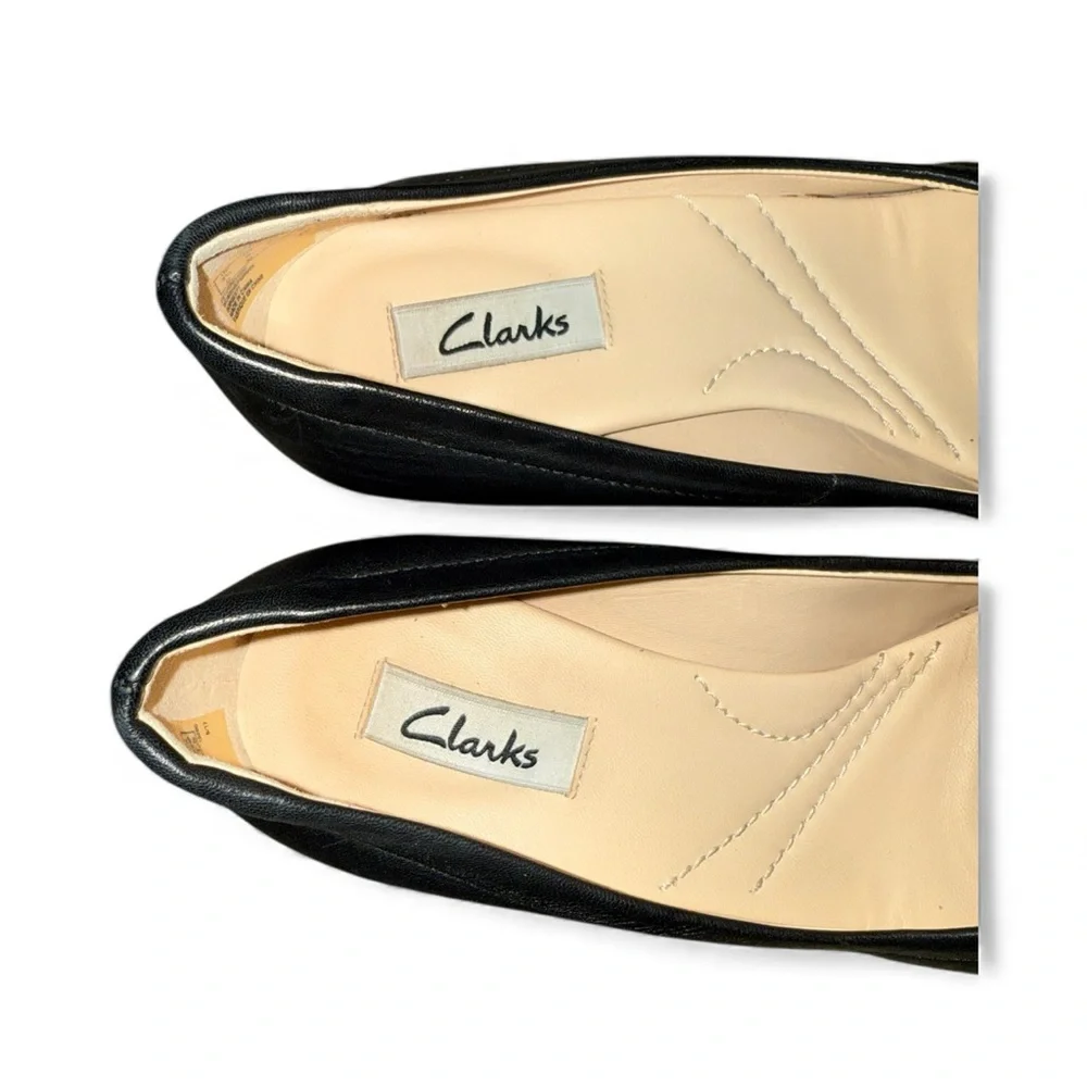 Clarks Black Leather Block Heel Round Toe Pumps, Women’s Shoes - US Size 6 M EUC - Picture 4 of 12